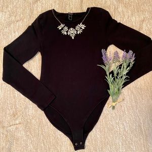 Backless Black F21 Bodysuit